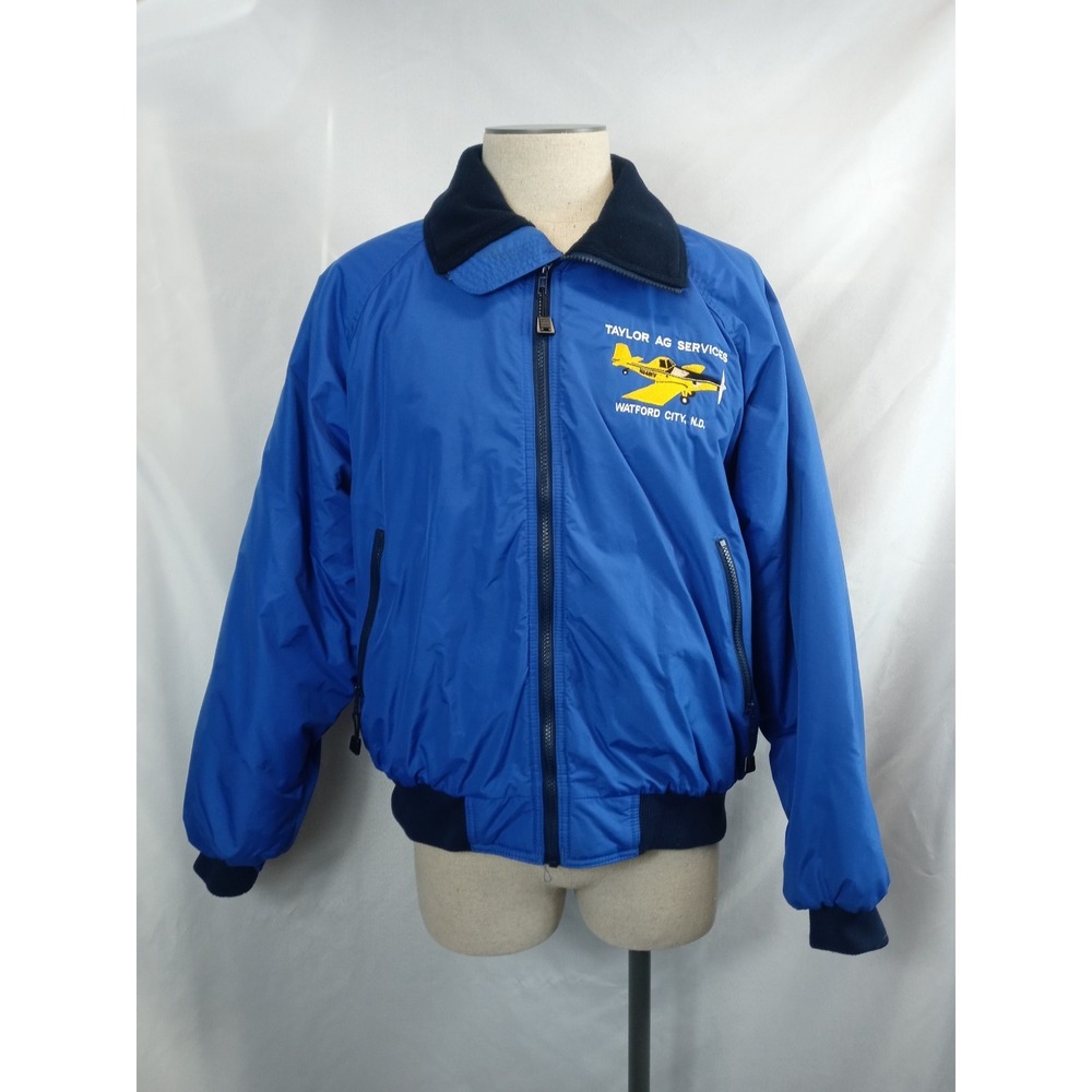 Vintage Taylor Ag Services Mens L Blue Zip Up‎ Jacket WearGuard Airplane Jacket